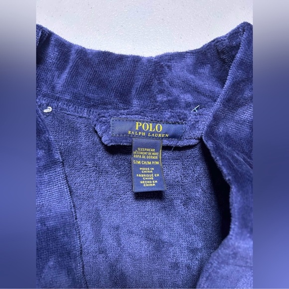 New Polo Ralph Lauren R191 100 Cotton French Terry Robe Navy Sz M - Picture 6 of 11